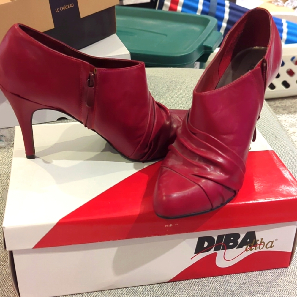 Red suede ankle booties